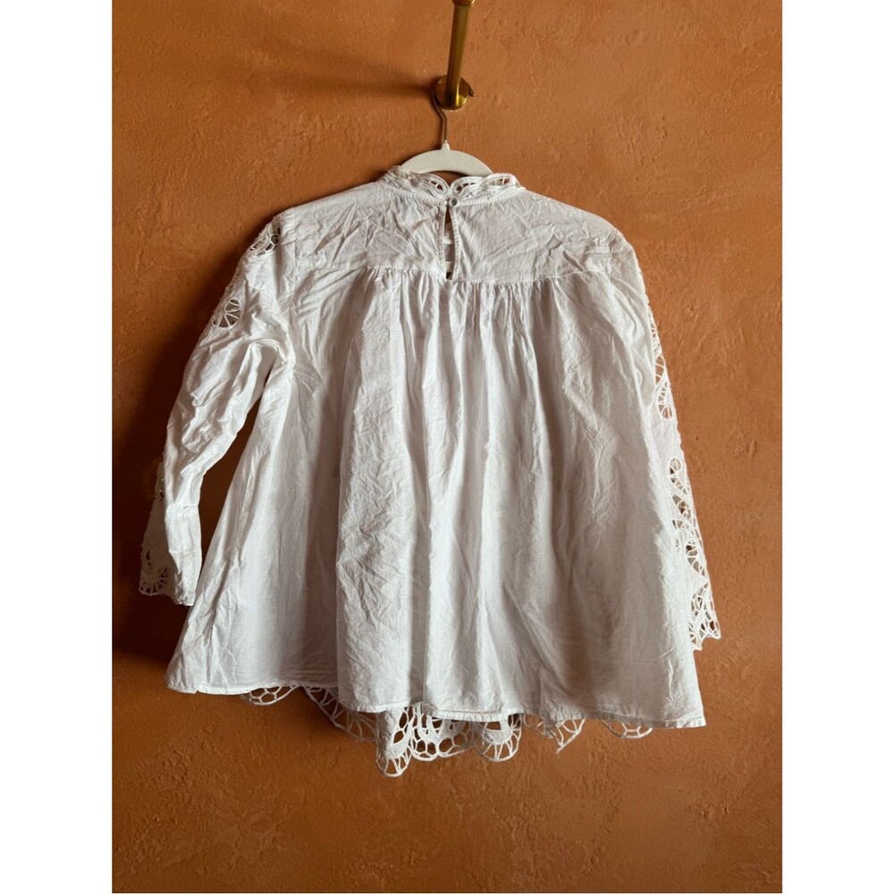 Harlyn White Cotton Eyelet Lace Boho Blouse Top Small - Picture 6 of 8